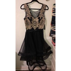 Black & gold prom dress